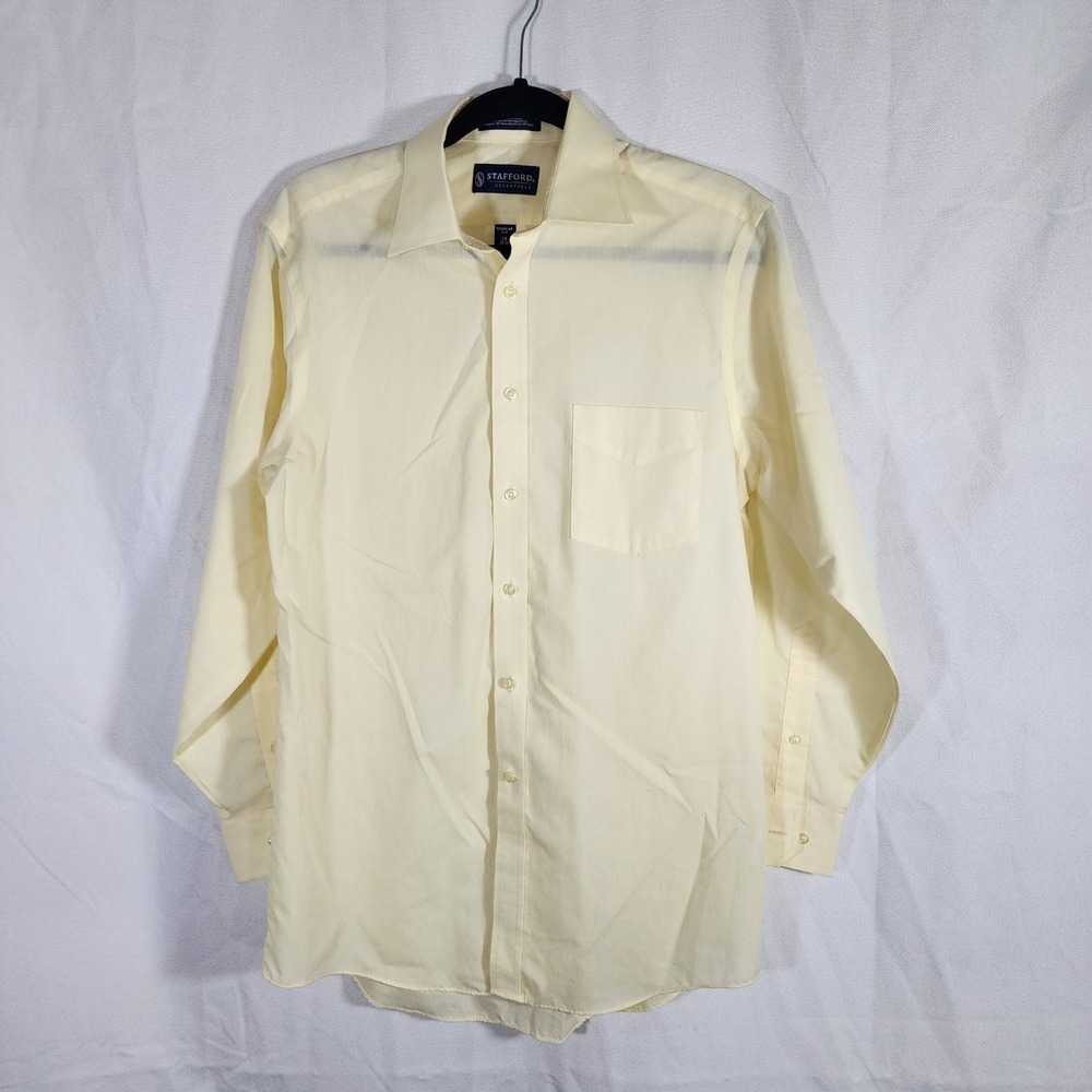 Stafford Essentials Mens Long Sleeve Button Up Dress Shirt - Yellow